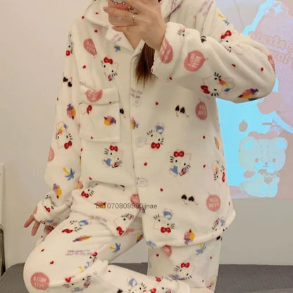 Cute Kitty Pajamas Set